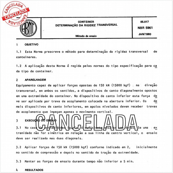 Conteiner - Determinação da rigidez transversal