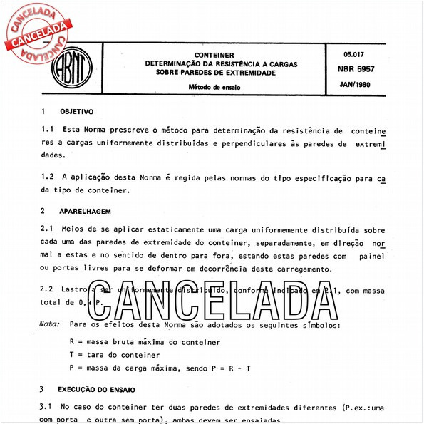 Conteiner - Determinação da resistência a cargas sobre paredes de extremidade