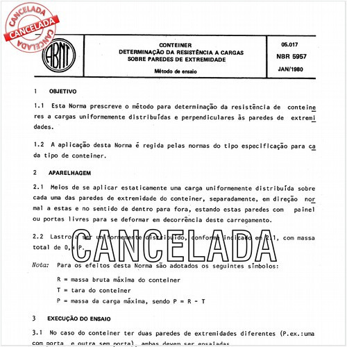 Conteiner - Determinação da resistência a cargas sobre paredes de extremidade