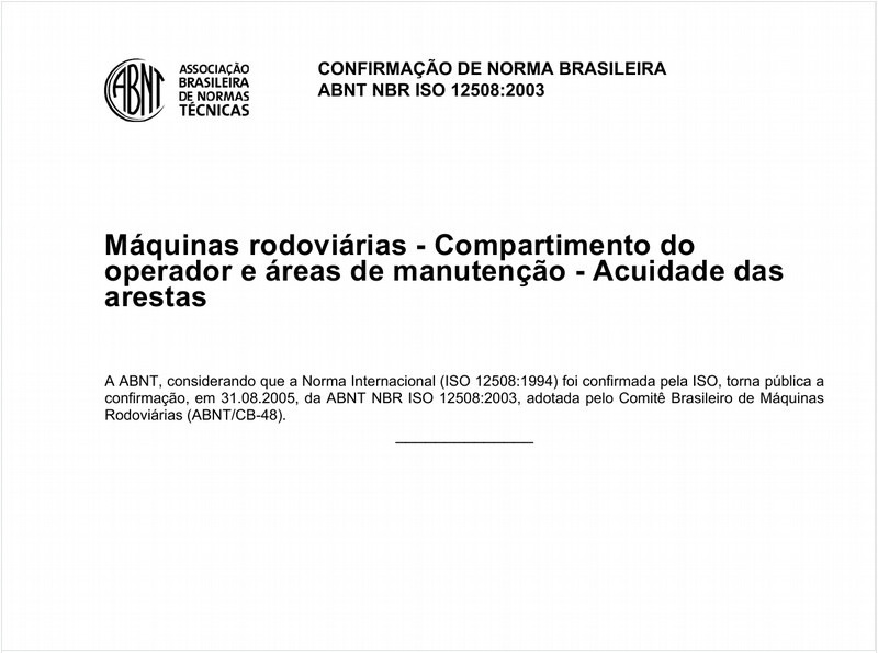 Máquinas rodoviárias - Compartimento do operador e áreas de manutenção - Acuidade das arestas