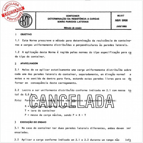 Conteiner - Determinação da resistência a cargas sobre paredes laterais