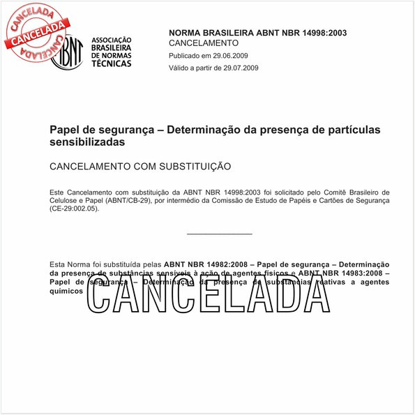 Papel de segurança - Determinação da presença de partículas sensibilizadas