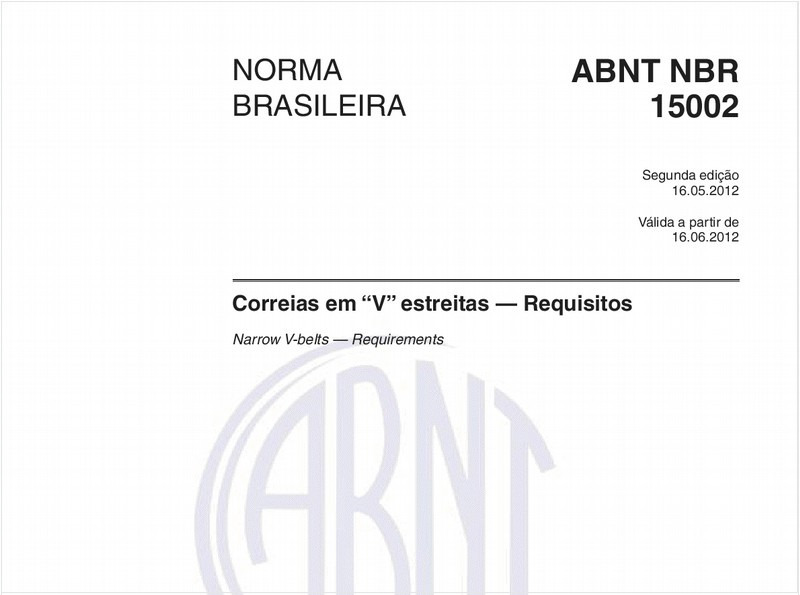 Correias em "V" estreitas - Requisitos