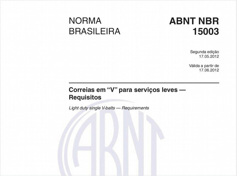 Correias em “V” para serviços leves — Requisitos