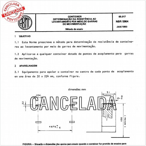 Conteiner - Determinação da resistência ao levantamento por meio de garras de movimentação