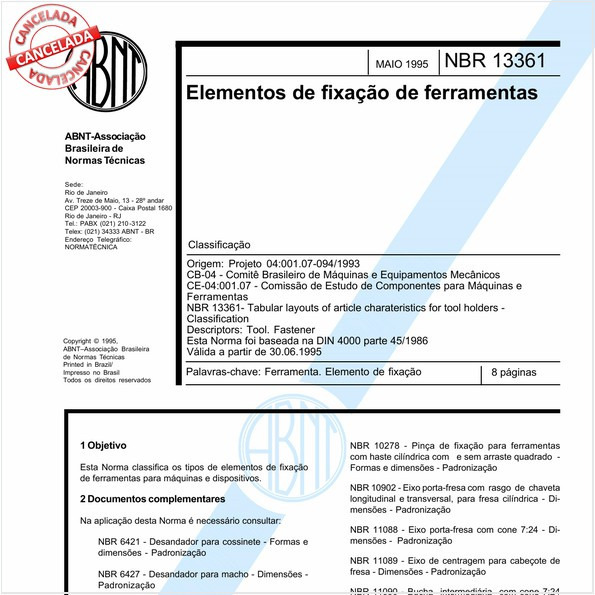 Elementos de fixação de ferramentas