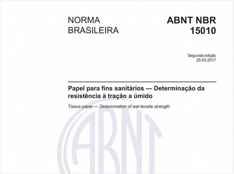 Papel para fins sanitários — Determinação da resistência à tração a úmido