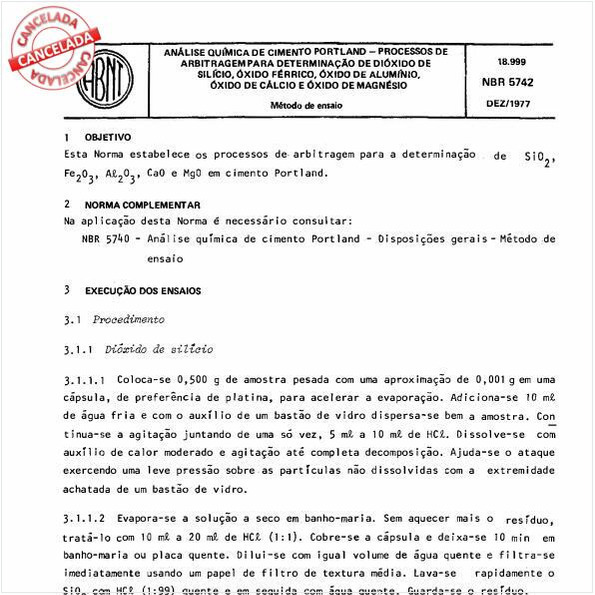 Análise química de cimento Portland - Processos de arbitragem para determinação de dióxido de silício, óxido férrico, óxido de alumínio, óxido de cálcio e óxido de magnésio