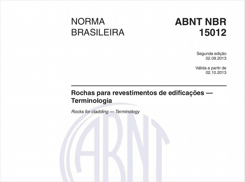 Rochas para revestimentos de edificações — Terminologia