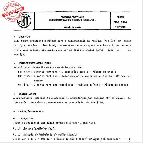 Cimento Portland - Determinação de resíduo insolúvel
