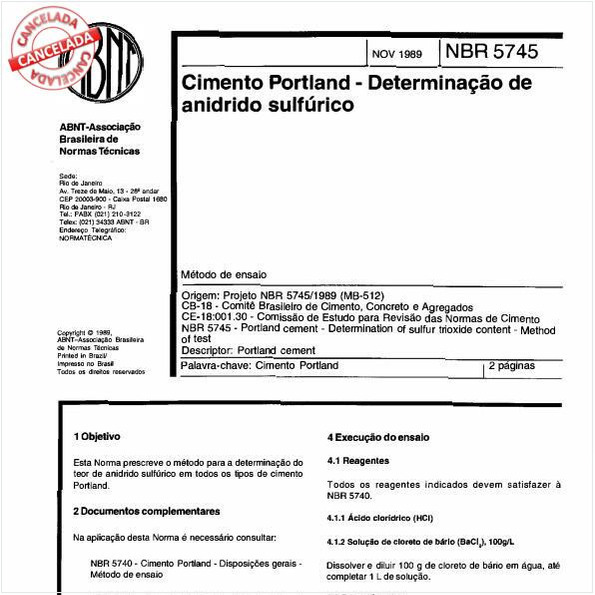 Cimento Portland - Determinação de anidrido sulfúrico