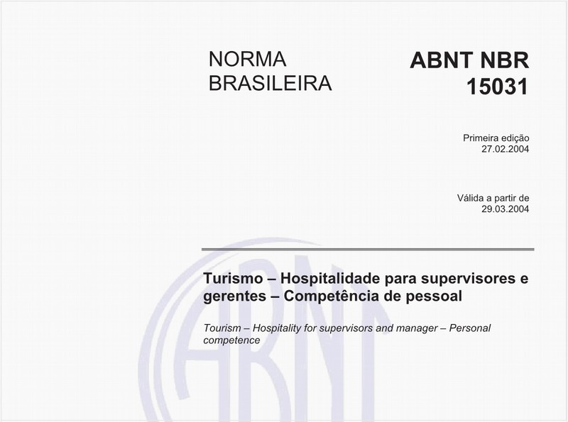 Turismo - Hospitalidade para supervisores e gerentes - Competência de pessoal