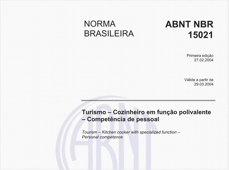 Turismo - Cozinheiro em função polivalente - Competência de pessoal