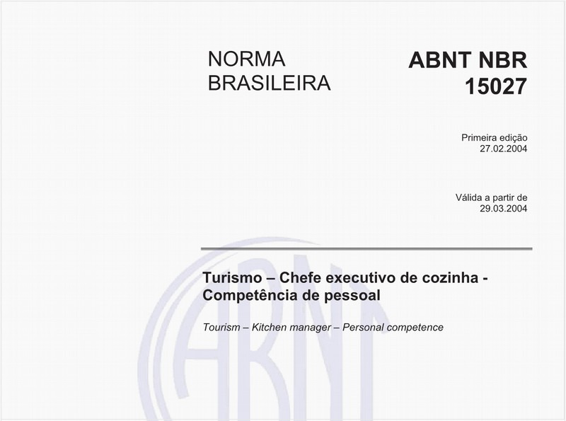 Turismo - Chefe executivo de cozinha - Competência de pessoal