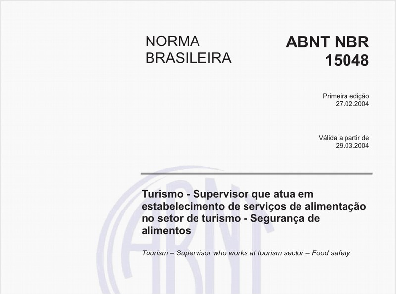 Turismo - Supervisor que atua em estabelecimento de serviços de alimentação no setor de turismo - Segurança de alimentos