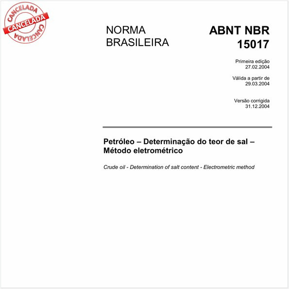 Petróleo - Determinação do teor de sal - Método eletrométrico