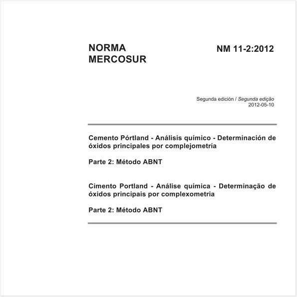 Cimento Portland - Análise química - Método optativo para determinação de óxidos principais por complexometria - Parte 2: Método ABNT 