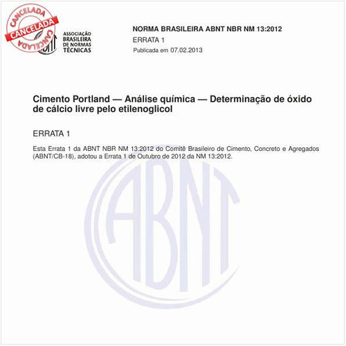 Cimento Portland - Análise química - Determinação de óxido de cálcio livre pelo etilenoglicol