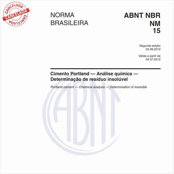 Cimento Portland - Análise química - Determinação de resíduo insolúvel
