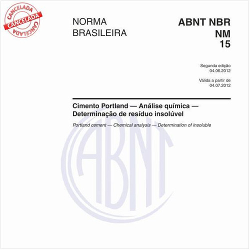 Cimento Portland - Análise química - Determinação de resíduo insolúvel