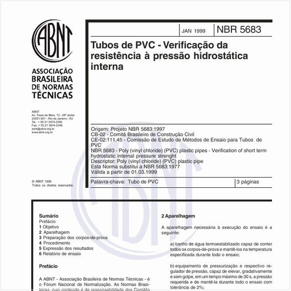 Tubos de PVC - Verificação da resistência à pressão hidrostática interna
