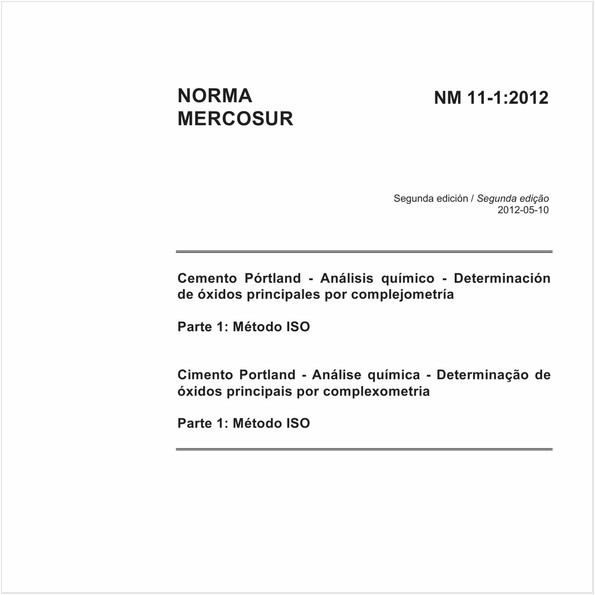 Cimento Portland - Análise química - Determinação de óxidos principais por complexometriaParte 1: Método ISO