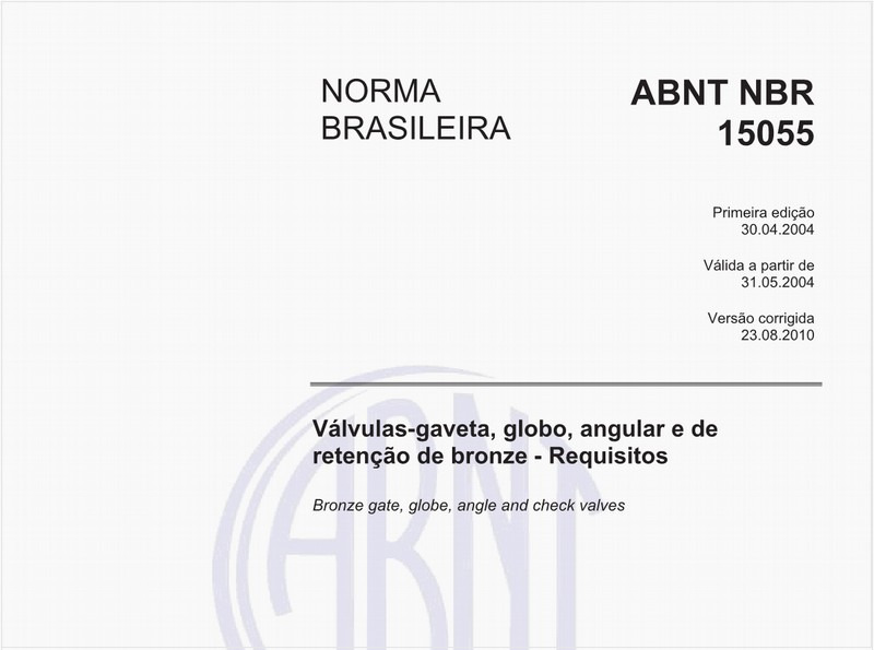 Válvulas-gaveta, globo, angular e de retenção de bronze - Requisitos