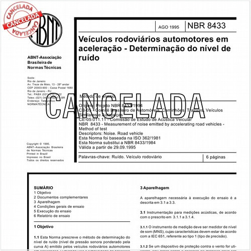 Veículos rodoviários automotores em aceleração - Determinação do nível de ruído