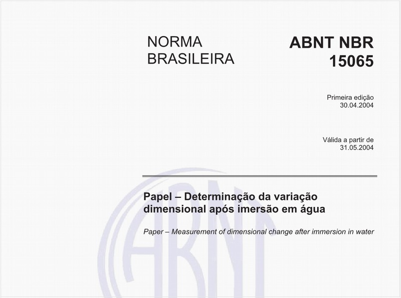 Papel - Determinação da variação dimensional após imersão em água