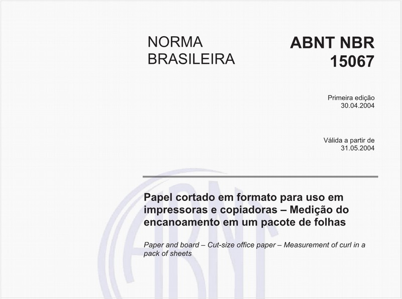 Papel cortado em formato para uso em impressoras e copiadoras - Medição do encanoamento em um pacote de folhas
