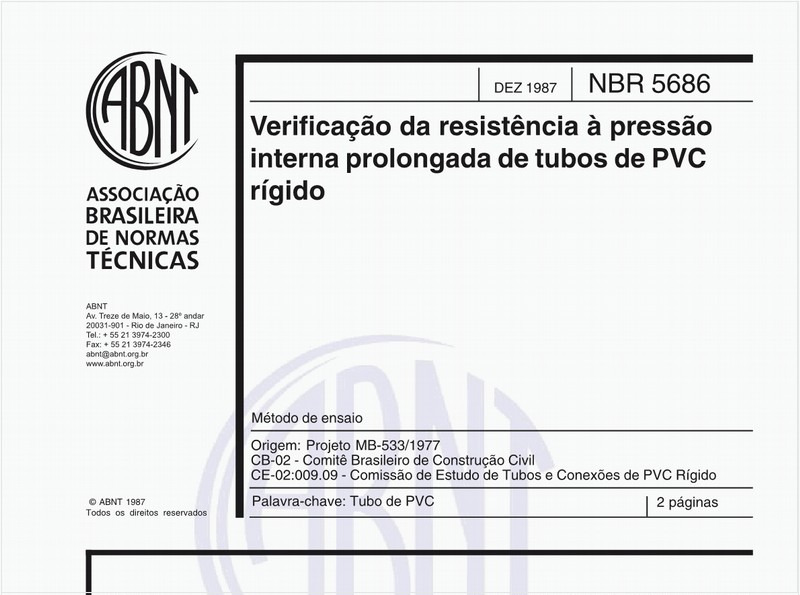 Verificação da resistência à pressão interna prolongada de tubos de PVC rígido
