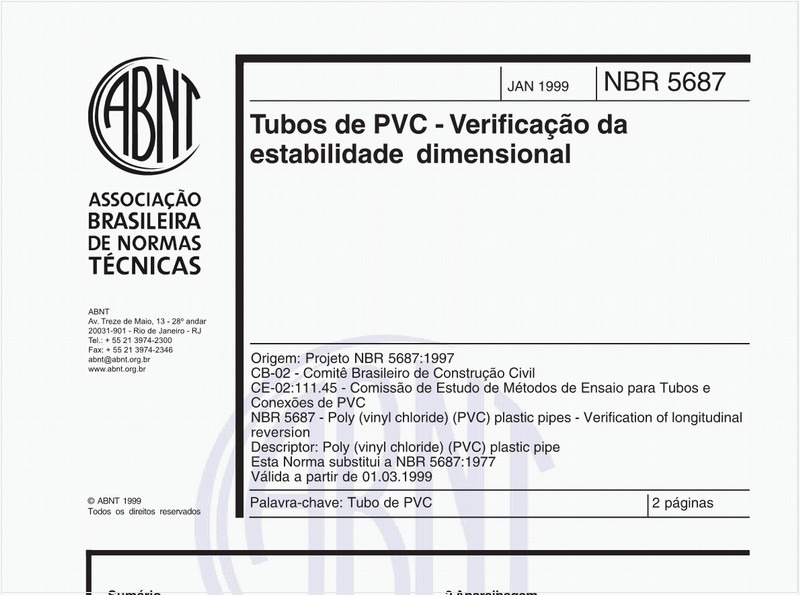 Tubos de PVC - Verificação da estabilidade dimensional