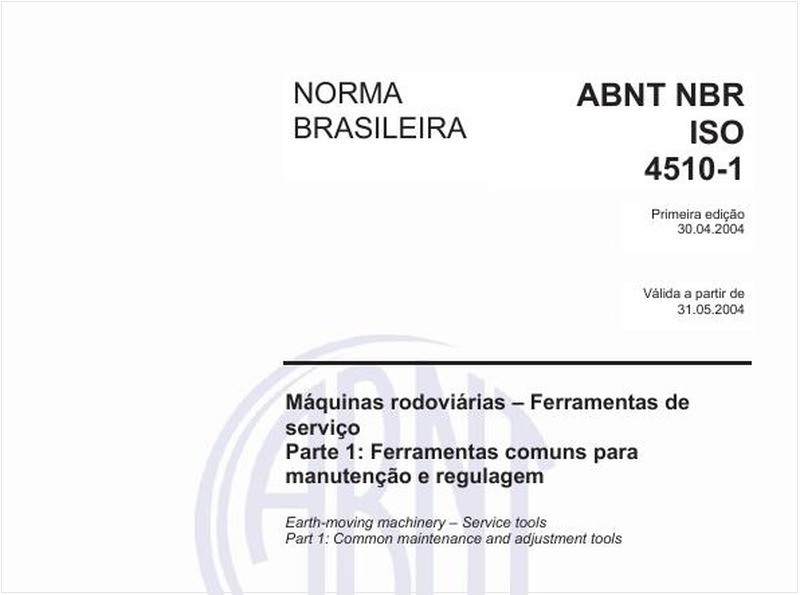Máquinas rodoviárias - Ferramentas de serviço - Parte 1: Ferramentas comuns para manutenção e regulagem