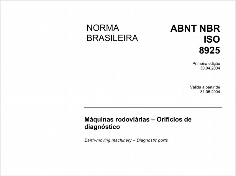 Máquinas rodoviárias - Orifícios de diagnóstico