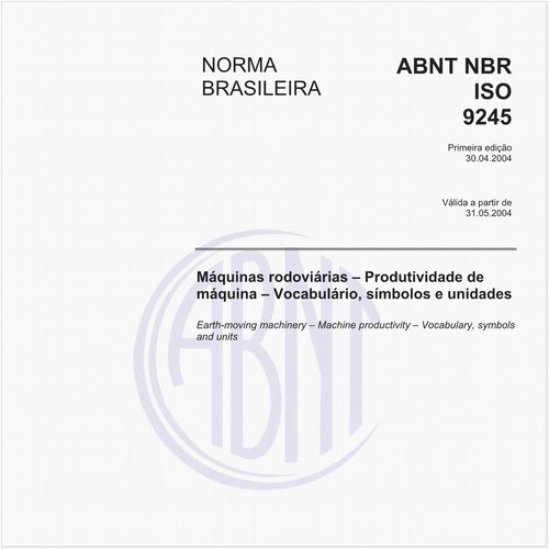 Máquinas rodoviárias - Produtividade de máquina - Vocabulário, símbolos e unidades