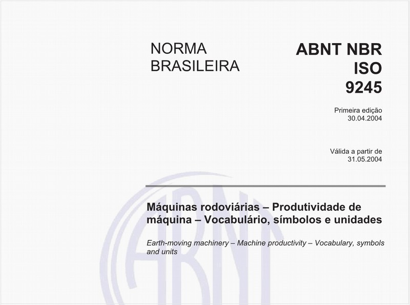 Máquinas rodoviárias - Produtividade de máquina - Vocabulário, símbolos e unidades