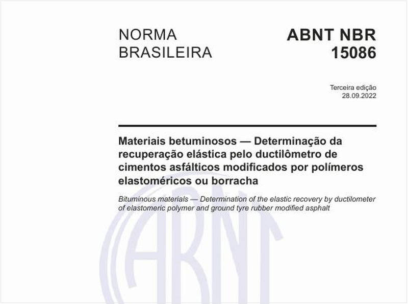 Materiais betuminosos - Determinação da recuperação elástica pelo ductilômetro de cimentos asfálticos modificados por polímeros elastoméricos ou borracha