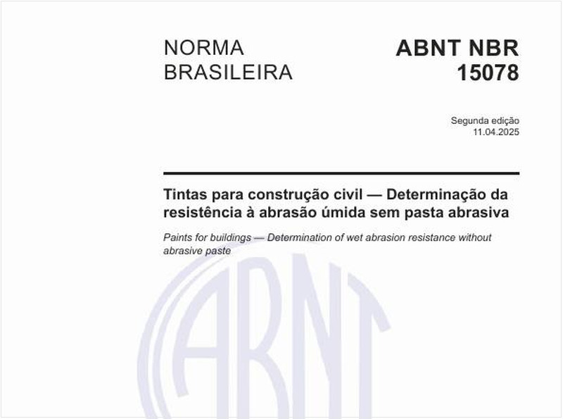 Tintas para construção civil - Determinação da resistência à abrasão úmida sem pasta abrasiva