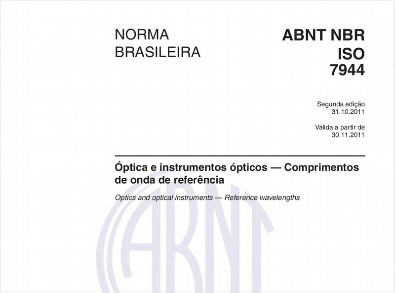 Óptica e instrumentos ópticos — Comprimentos de onda de referência