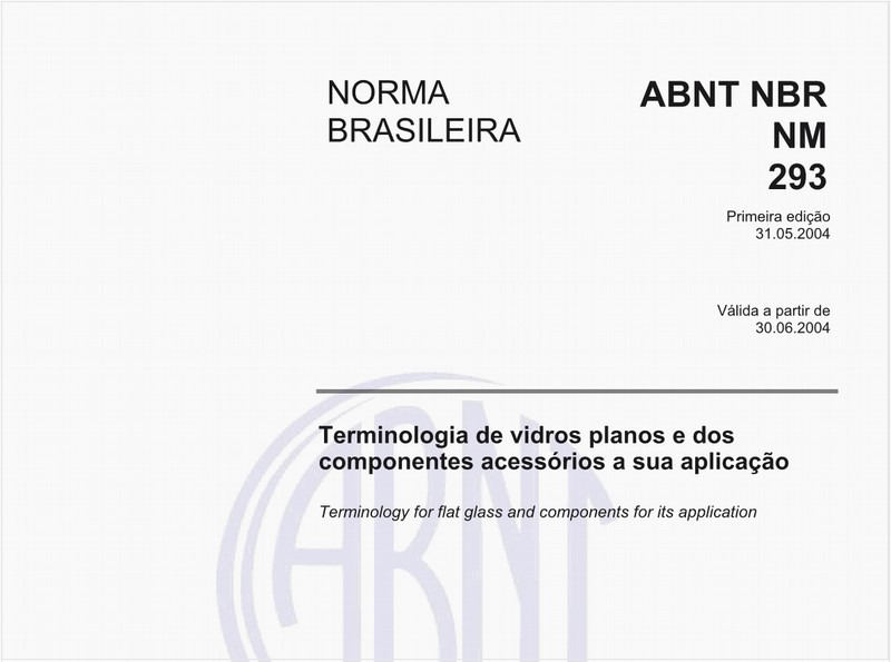 Terminologia de vidros planos e dos componentes acessórios a sua aplicação