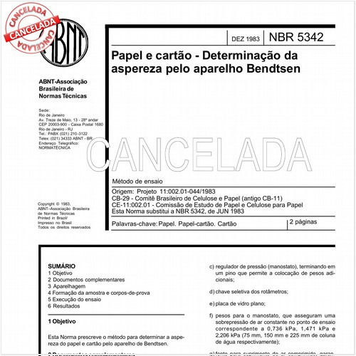 Papel e cartão - Determinação da aspereza pelo aparelho Bendtsen