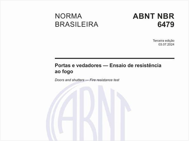 Portas e vedadores - Ensaio de resistência ao fogo