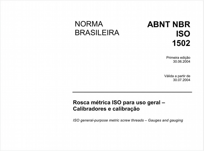 Rosca métrica ISO para uso geral - Calibradores e calibração