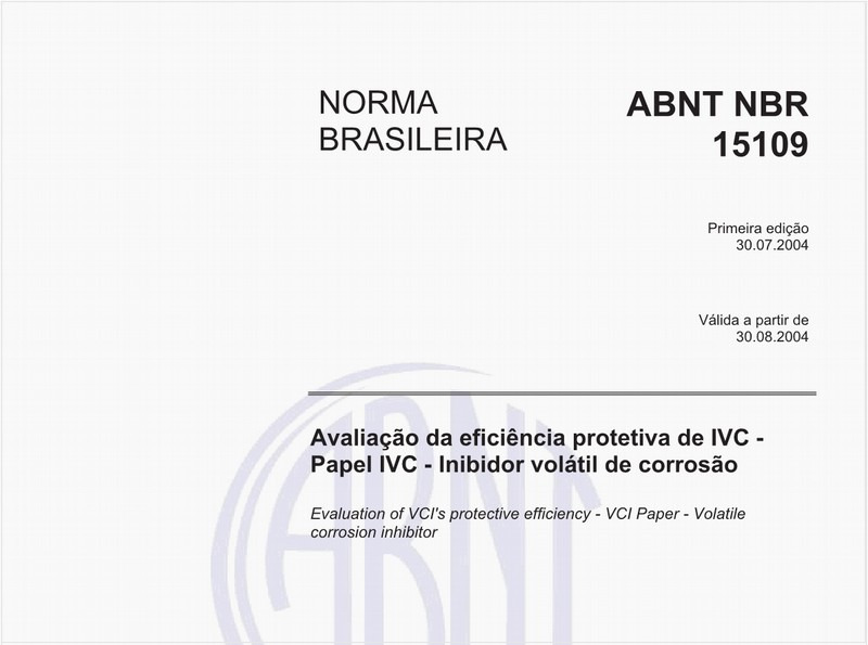Avaliação da eficiência protetiva de IVC - Papel IVC - Inibidor volátil de corrosão