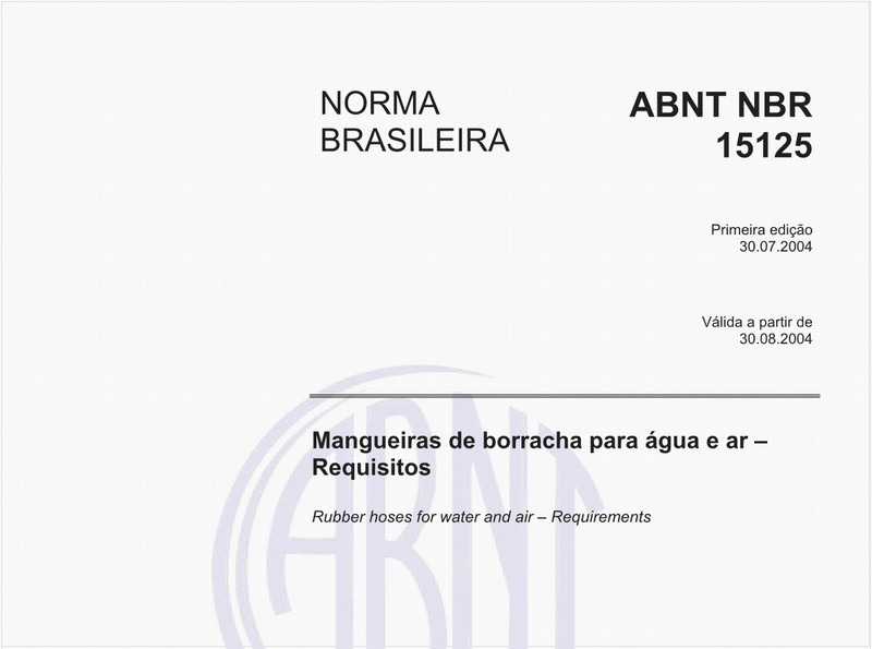 Mangueiras de borracha para água e ar - Requisitos
