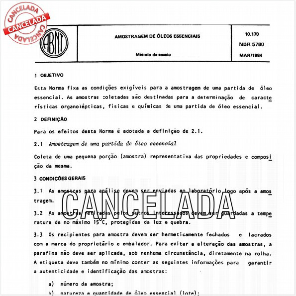 Amostragem de óleos essenciais