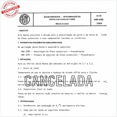 óleos essenciais - Determinação do ponto e da faixa de fusão