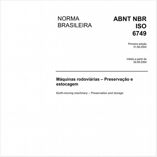 Máquinas rodoviárias - Preservação e estocagem