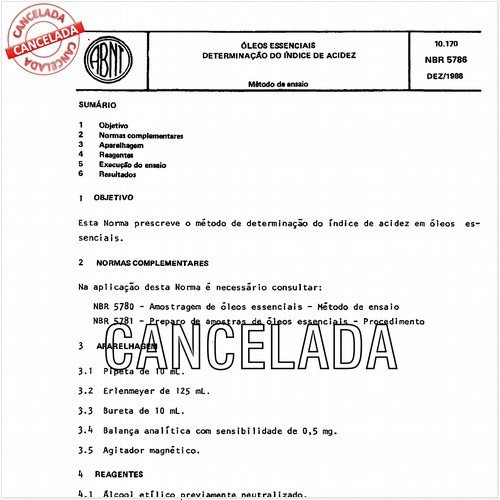 óleos essenciais - Determinação do índice de acidez