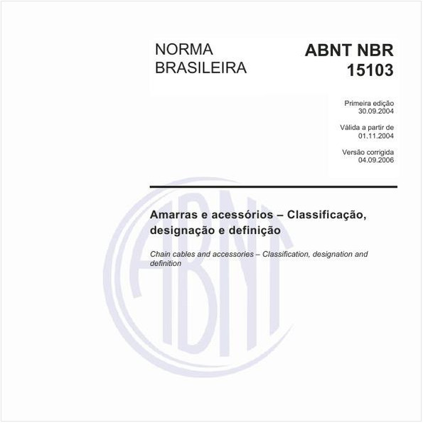 Amarras e acessórios - Classificação, designação e definição